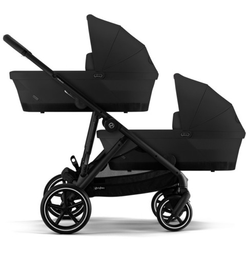Cybex Gazelle S BLK 2023 - rozwojowy wózek dla bliźniąt, rok po roku, zestaw 2w1 z opcją 3w1 i 4w1 | Moon Black